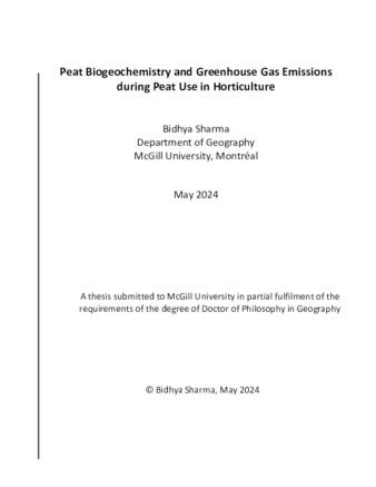 Peat Biogeochemistry and Greenhouse Gas Emissions during Peat Use in Horticulture thumbnail