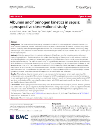 Albumin and fibrinogen kinetics in sepsis: a prospective observational study thumbnail