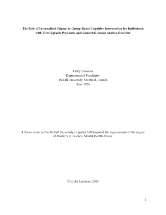 The Effect of Internalized Stigma on Social Anxiety, Functioning and Subjective Recovery after Group Cognitive Interventions for First-Episode Psychosis thumbnail