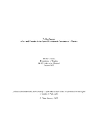 Feeling spaces: Affect and emotion in the spatial practices of contemporary theatre thumbnail