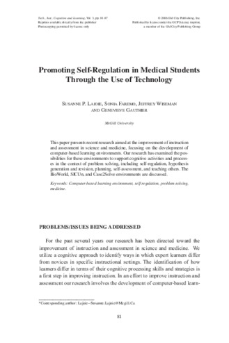 Promoting Self-Regulation in Medical Students Through the Use of Technology thumbnail