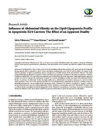 Influence of Abdominal Obesity on the Lipid-Lipoprotein Profile in Apoprotein E2/4 Carriers: The Effect of an Apparent Duality thumbnail