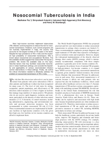 Nosocomial Tuberculosis in India thumbnail