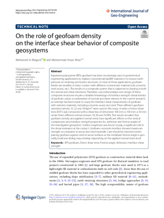 On the role of geofoam density on the interface shear behavior of composite geosystems thumbnail