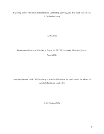 Exploring School Principals’ Perceptions on Leadership, Learning, and their Inter-connections: A Qualitative Study thumbnail