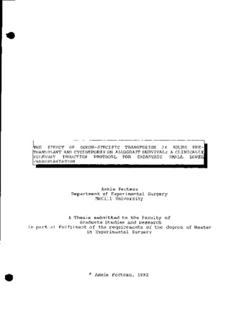 The effect of donor-specific transfusion 24 hours pre-transplant and cyclosporin on allograft survival : a clinically relevant induction protocol for cadaveric small bowel transplantation thumbnail