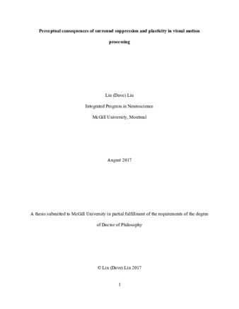 Perceptual consequences of surround suppression and plasticity in visual motion processing thumbnail
