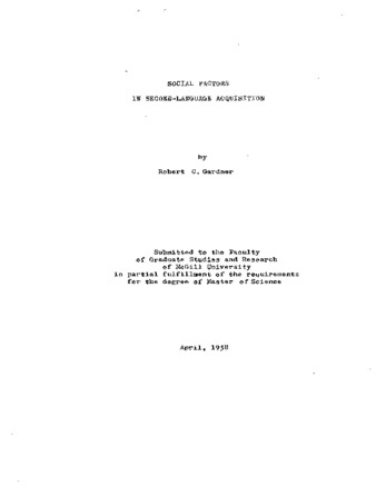 Social factors in second-language acquisition. thumbnail