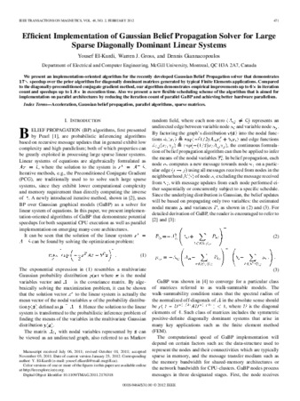 Efficient Implementation of Gaussian Belief Propagation Solver for Large Sparse Diagonally Dominant Linear Systems thumbnail