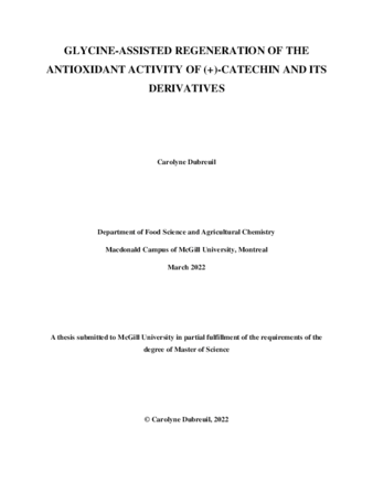 Glycine-assisted regeneration of the antioxidant activity of (+)-catechin and its derivatives thumbnail