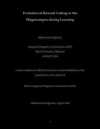 Evolution of reward coding in the hippocampus during learning thumbnail