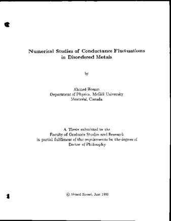 Numerical studies of conductance fluctuations in disordered metals thumbnail