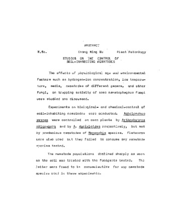 Studies on the control of soil-inhabiting nematodes. thumbnail