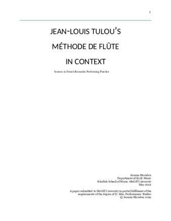 Jean-Louis Tulou's Méthode de flûte in context. Sources in French romantic performing practice thumbnail