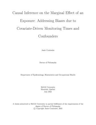 Causal inference on the marginal effect of an exposure: addressing biases due to covariate-driven monitoring times and confounders thumbnail