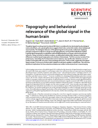 Topography and behavioral relevance of the global signal in the human brain thumbnail