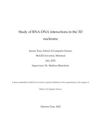 Study of RNA-DNA interactions in the 3D nucleome thumbnail