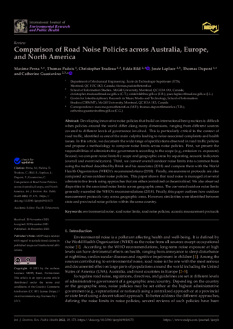 Comparison of Road Noise Policies across Australia, Europe, and North America thumbnail