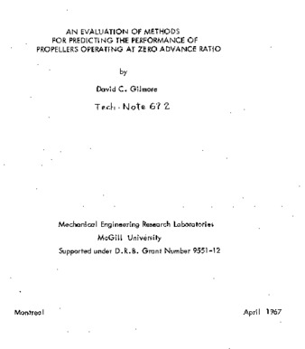 An evaluation of methods for predicting the performance of propellers operating at zero advance ratio thumbnail