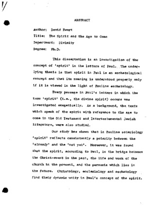 The spirit and the age to come in Paul / thumbnail