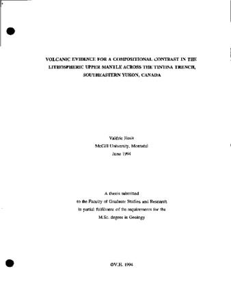 Volcanic evidence for a compositional contrast in the lithospheric upper mantle across the Tintina Trench, Southeastern Yukon, Canada thumbnail