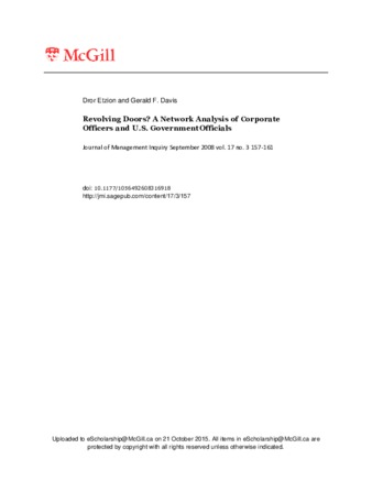 Revolving Doors?: A Network Analysis of Corporate Officers and U.S. GovernmentOfficials thumbnail