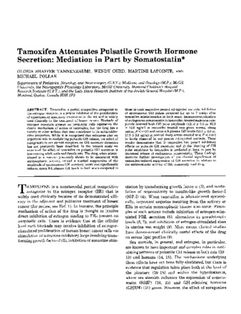 Tamoxifen attenuates pulsatile growth hormone secretion: mediation in part by somatostatin. thumbnail