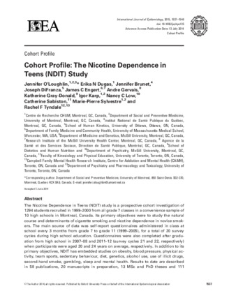 Cohort Profile: The Nicotine Dependence in Teens (NDIT) Study thumbnail