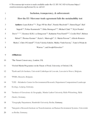 Inclusion, transparency, & enforcement: 1How the EU-Mercosur trade agreement fails the sustainability test thumbnail