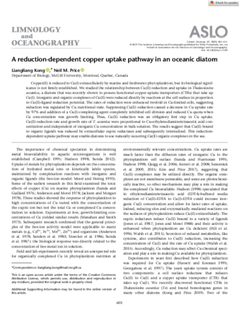 A reduction-dependent copper uptake pathway in an oceanic diatom thumbnail