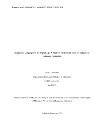 Indigenous languages in the digital age: A study of multimodal tools for Indigenous language instruction thumbnail