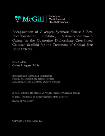 Encapsulation of Glycogen Synthase Kinase 3 Beta Phosphorylation Inhibitor, 6-bromoindirubin-3’-oxime in the Guanosine Diphosphate Crosslinked Scaffold for the Treatment of Critical Size Bone Defects thumbnail