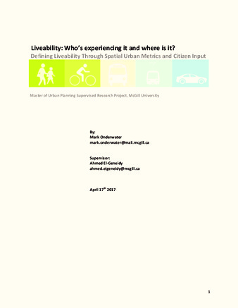 Liveability: Who’s experiencing it and where is it? Defining Liveability Through Spatial Urban Metrics and Citizen Input thumbnail