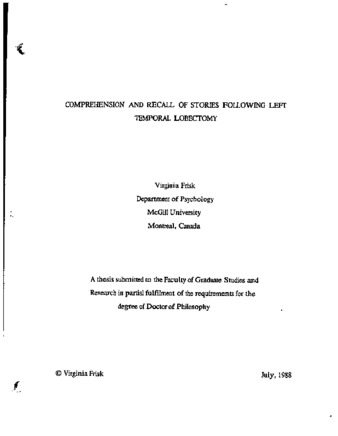 Comprehension and recall of stories following left temporal lobectomy thumbnail