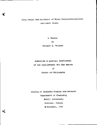 Drug design and synthesis of novel heteroanthracycline antitumor drugs thumbnail