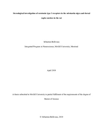 Stereological investigation of serotonin type 3 receptors in the substantia nigra and dorsal raphe nucleus in the rat thumbnail