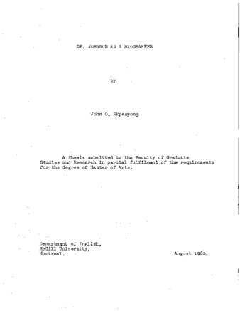 Dr. Johnson as a biographer. thumbnail