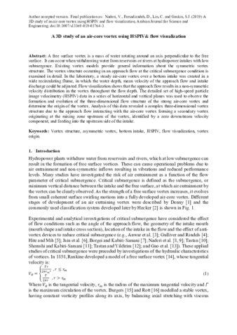 A 3D Study of an Air-Core Vortex Using HSPIV and Flow Visualization thumbnail