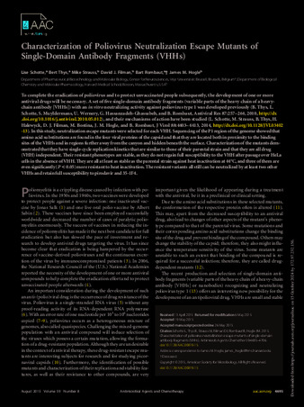 Characterization of Poliovirus Neutralization Escape Mutants of Single-Domain Antibody Fragments (VHHs) thumbnail