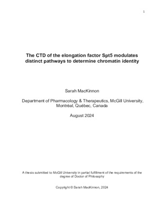 The CTD of the elongation factor Spt5 modulates distinct pathways to determine chromatin identity thumbnail