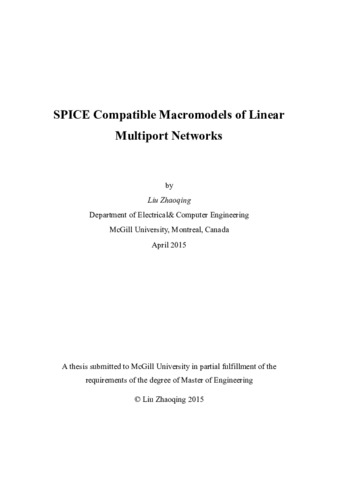 SPICE compatible macromodels of linear multiport network thumbnail