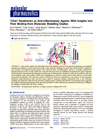 "Click" dendrimers as anti-inflammatory agents: with insights into their binding from molecular modeling studies thumbnail