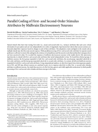 Parallel coding of first- and second-order stimulus attributes by midbrain electrosensory neurons thumbnail