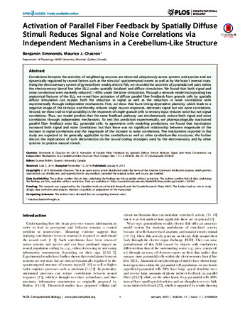 Activation of parallel fiber feedback by spatially diffuse stimuli reduces signal and noise correlations via independent mechanisms in a cerebellum-like structure thumbnail