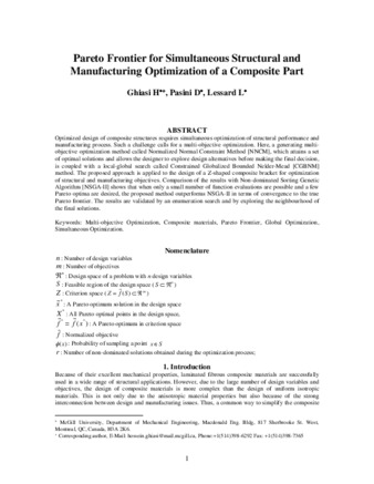 Pareto Frontier for Simultaneous Structural and Manufacturing Optimization of a Composite Part thumbnail