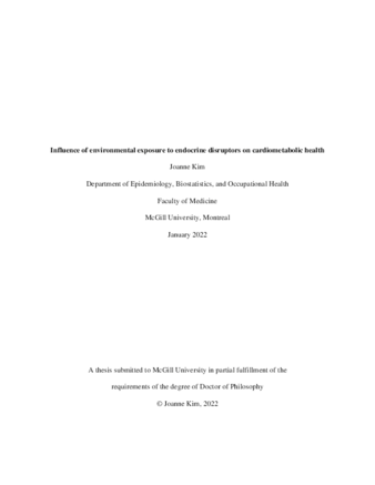 Influence of environmental exposure to endocrine disruptors on cardiometabolic health thumbnail