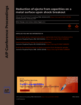 Reduction of ejecta from asperities on a metal surface upon shock breakout thumbnail