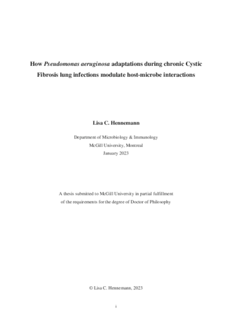 How Pseudomonas aeruginosa adaptations during chronic Cystic Fibrosis lung infections modulate host-microbe interactions thumbnail