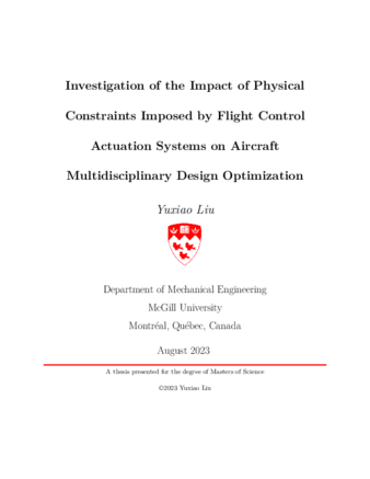 Investigation of the Impact of Physical Constraints Imposed by Flight Control Actuation Systems on Aircraft Multidisciplinary Optimization thumbnail