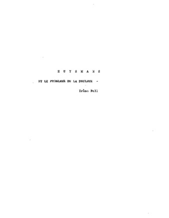 Huysmans et le probleme de la douleur. thumbnail